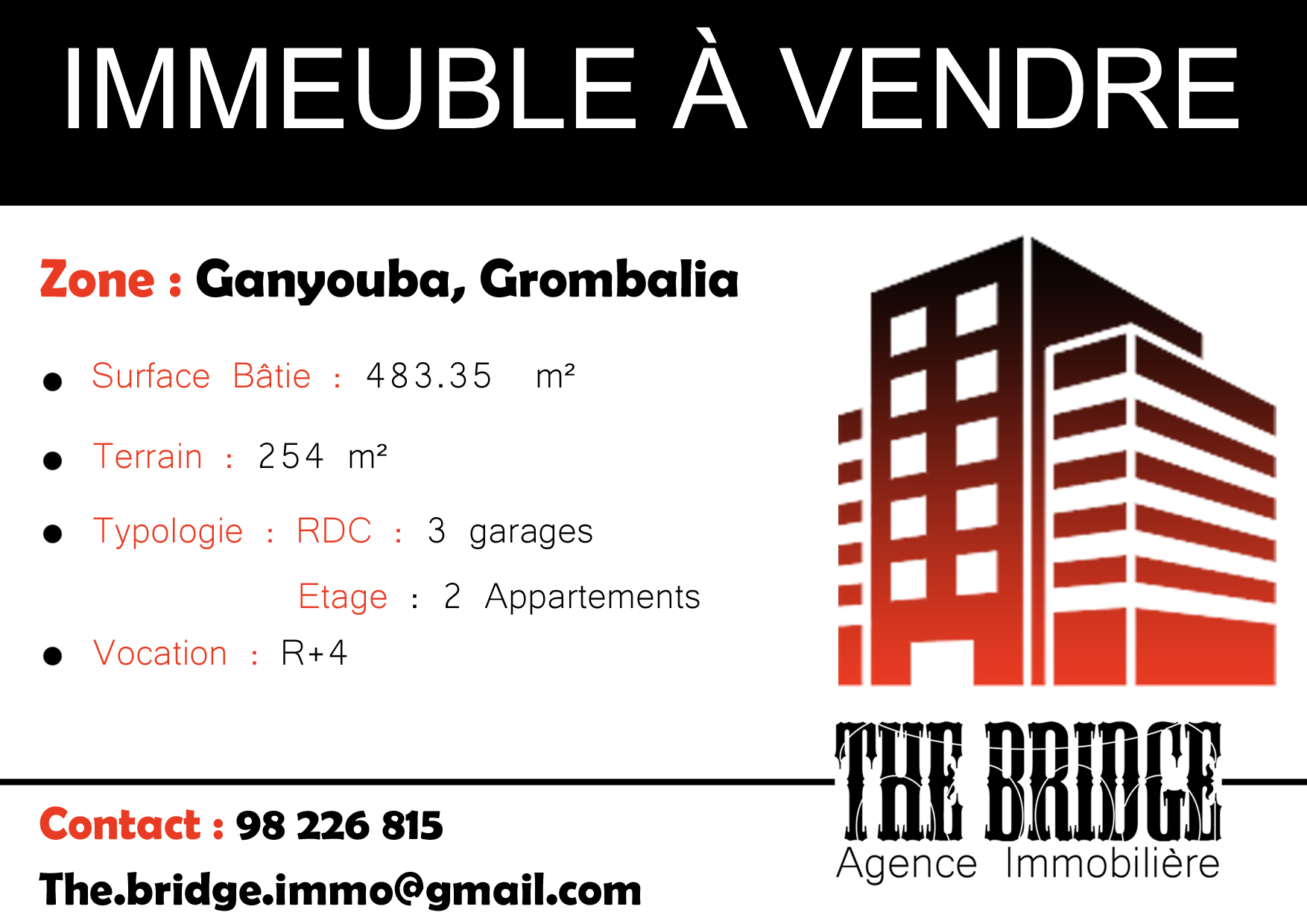 Grombalia Grombalia Vente Appart. 5 pices+ Immeuble  usage commercial et habitation sur gp1