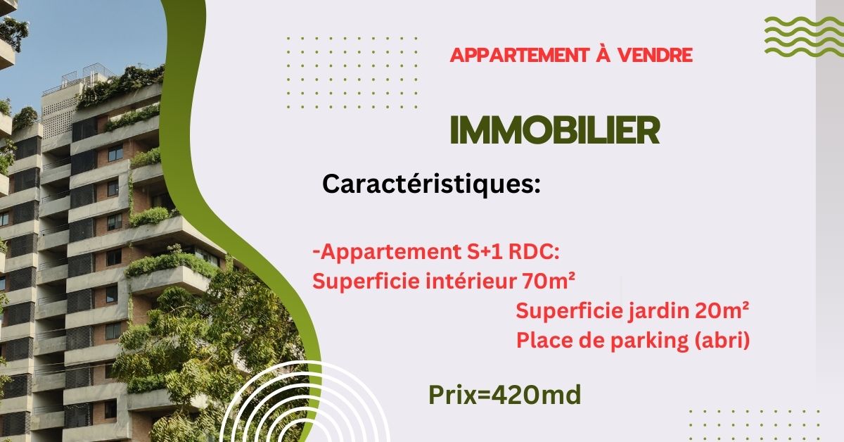 Vente Appart. 2 pices - Tunisie