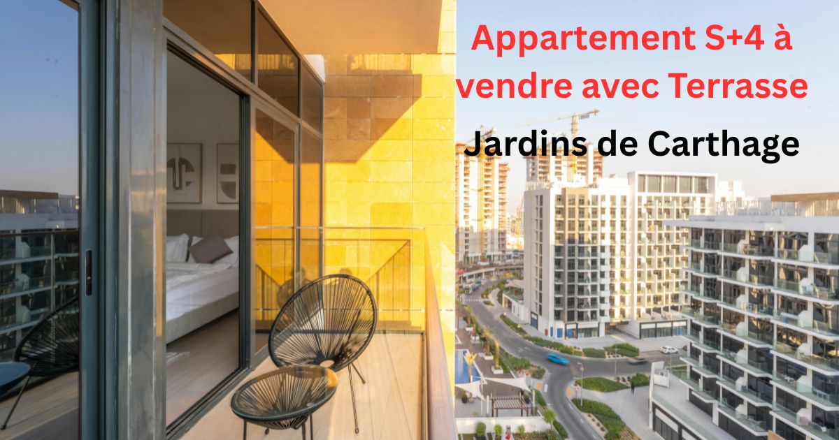 Ain Zaghouan Jardins de Carthage Vente Appart. 5 pièces+ Appartement s4 aux jardins de carthage