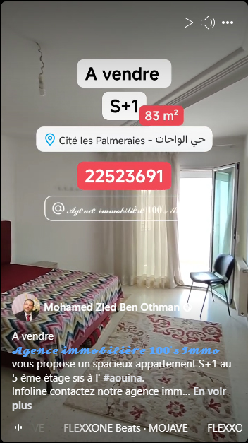 Vente Appart. 1 pice - Tunisie