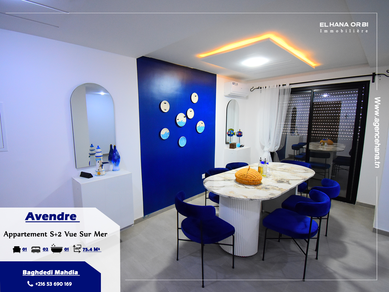 Mahdia Mahdia Vente Appart. 2 pices S2 neuf et vue sur mer  baghdedi plage