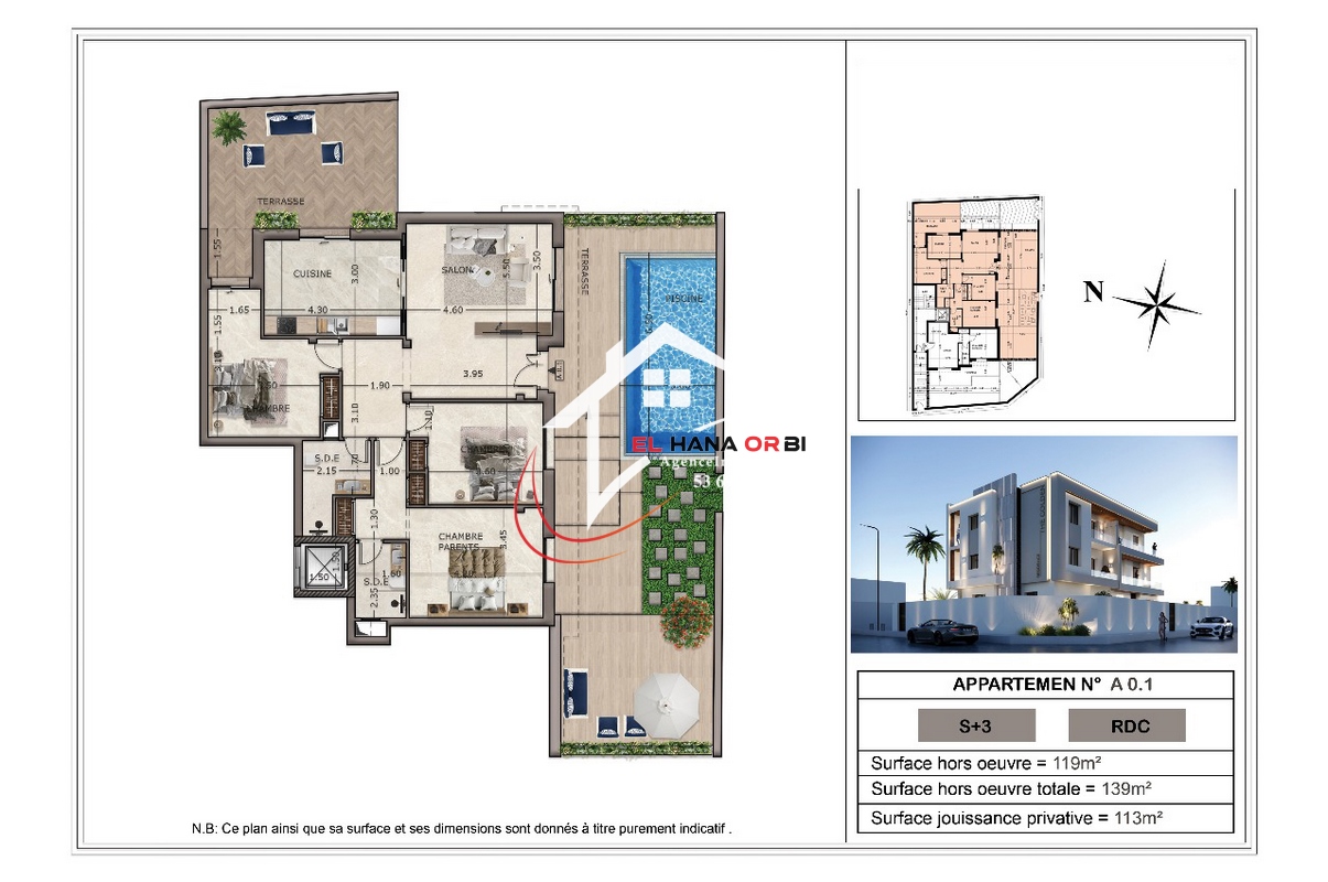 Mahdia Mahdia Vente Appart. 3 pices S3 avec piscine en plein zone touristique mahdia
