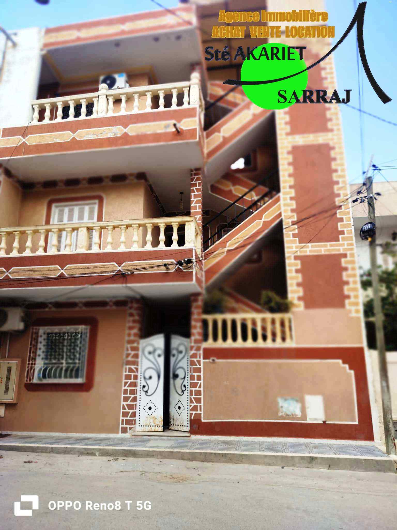 Sousse Riadh Sousse Riadh Vente Appart. 3 pices Appartement s2 prs avenue el taoufik cit riadh