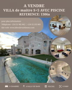 Hammamet&nbsp;Sidi Hmed&nbsp;Vente&nbsp;Maisons&nbsp;A  villa de maitre s5 avec ref1310a