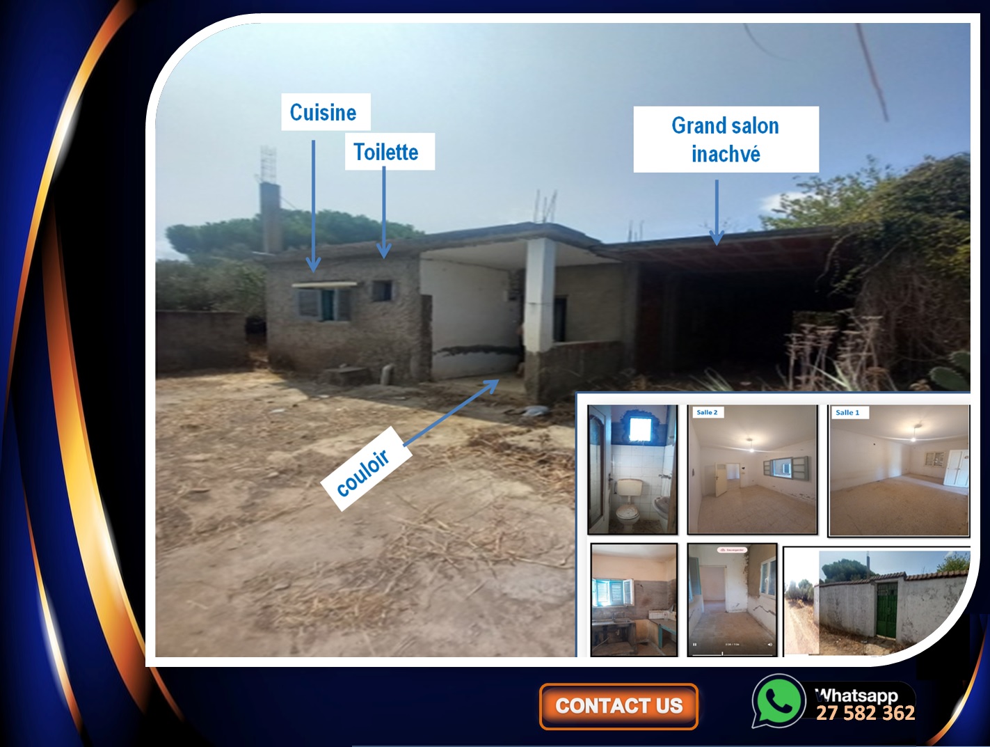 Bizerte Sud Louata Vente Maisons Maison avec grand jardin 9 oliviers