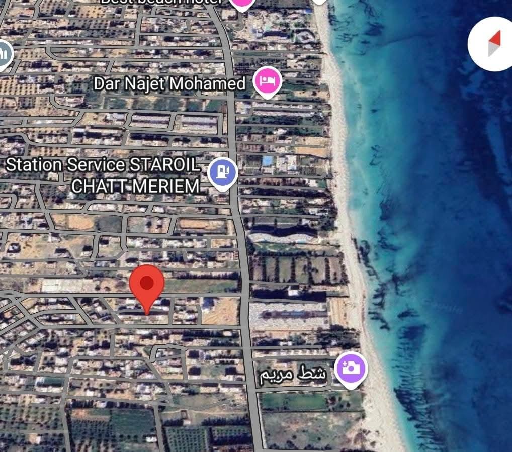 Akouda&nbsp;Chatt Meriem&nbsp;Vente&nbsp;Surfaces&nbsp;Terrain 248m et 300 m avec vue mer � chatt mariem