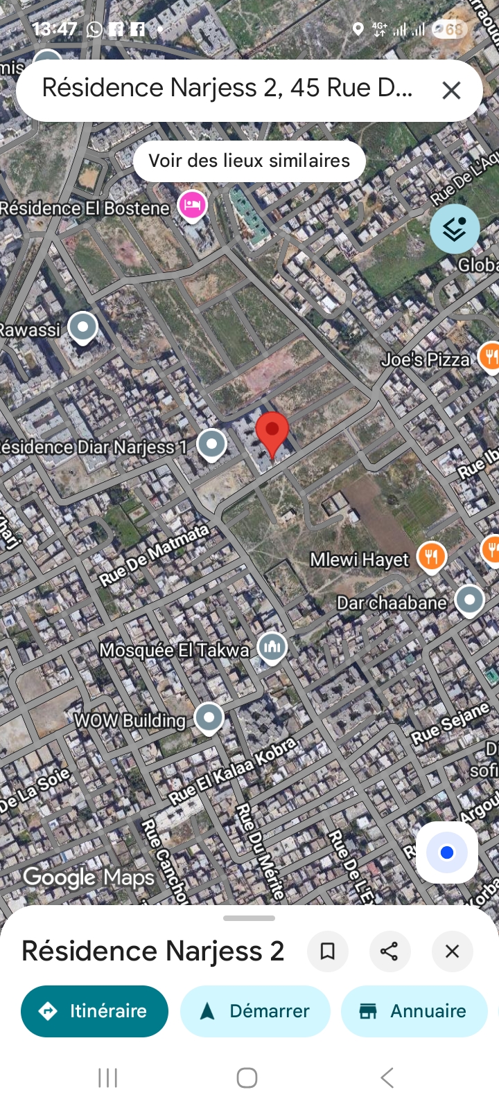 La Soukra&nbsp;Borj Louzir&nbsp;Location&nbsp;Appart. 3 pi�ces&nbsp;Appartement meubl� cit� saha