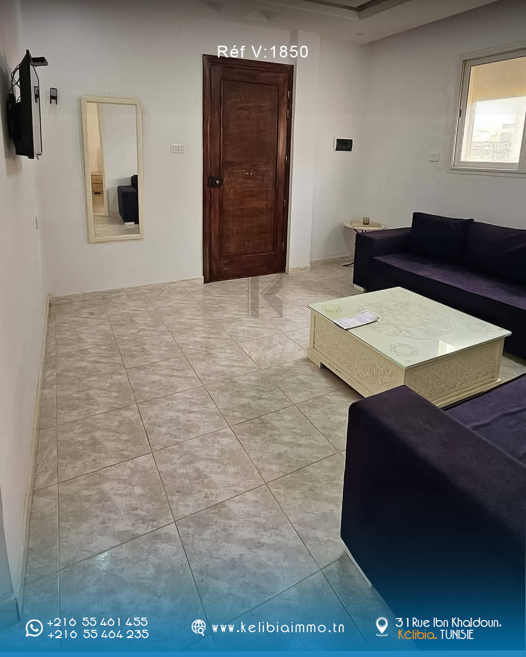 Kelibia&nbsp;Kelibia&nbsp;Vente&nbsp;Appart. 2 pi�ces&nbsp;Appartement a 3 min de la plage kelibia