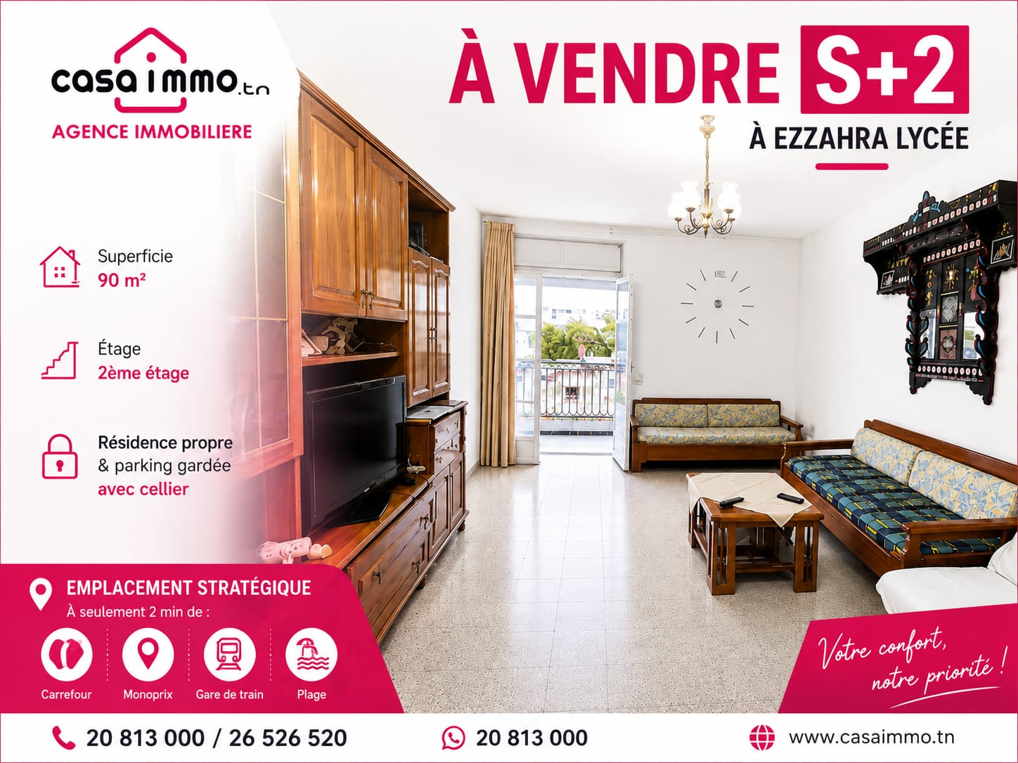 Ezzahra&nbsp;Ezzahra El Habib&nbsp;Vente&nbsp;Appart. 3 pi�ces&nbsp;Appartement s2 a ezzahra lyc�e