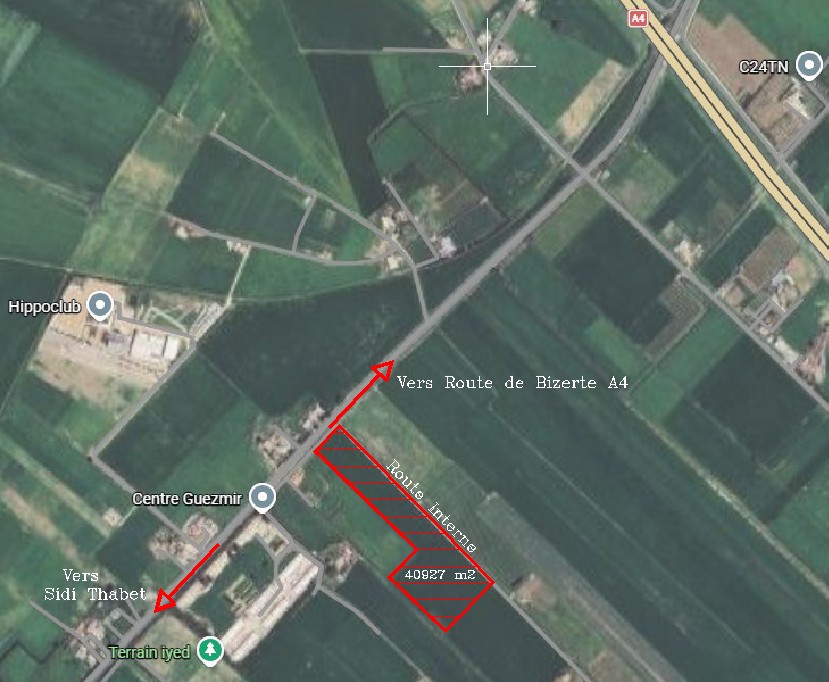 Sidi Thabet&nbsp;Chorfech&nbsp;Terrain&nbsp;Terrain agricole&nbsp;Terrain agricole de 40927 m2 � chorfech