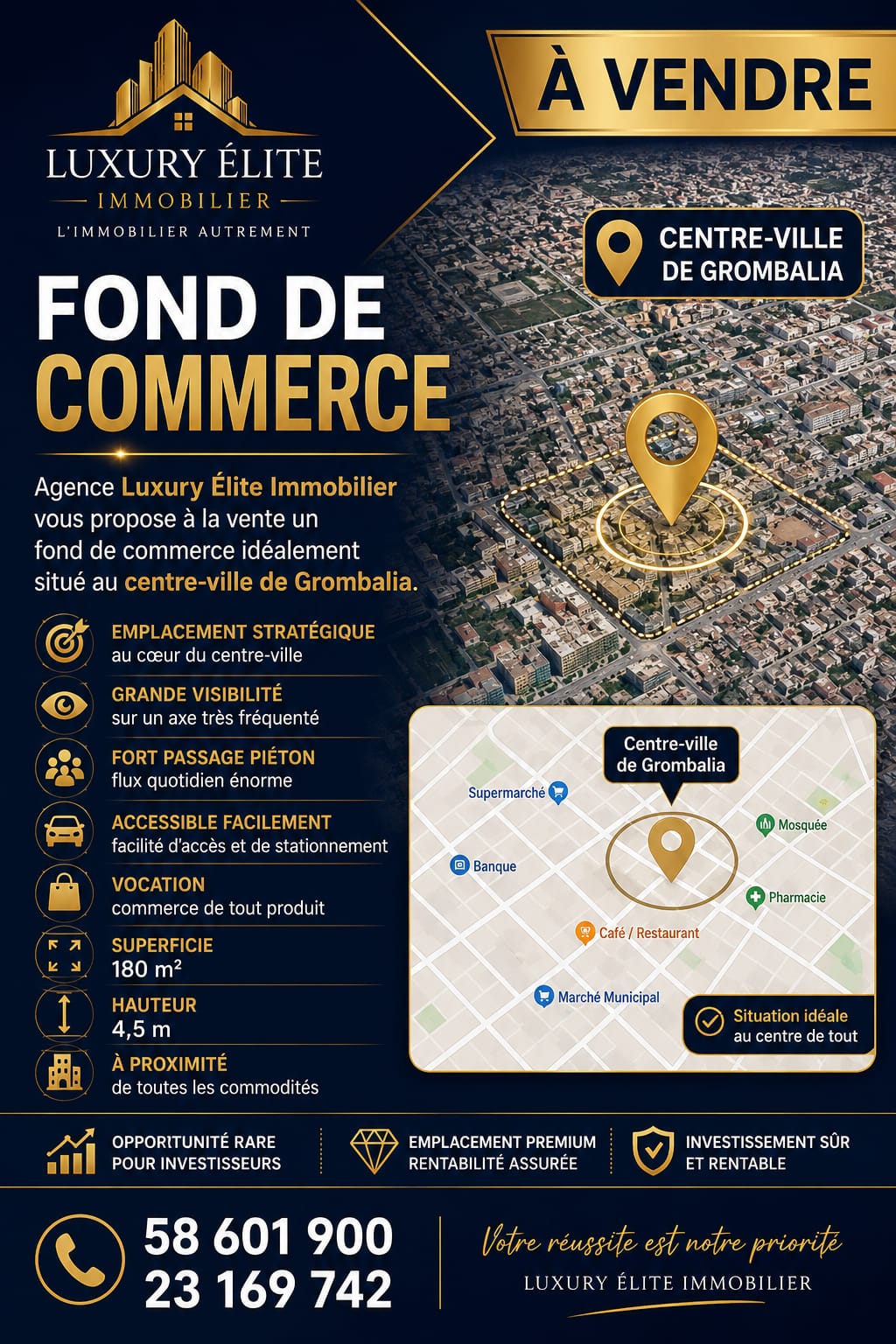 Grombalia&nbsp;Grombalia&nbsp;Bureaux & Commerces&nbsp;Fond de Commerce&nbsp;Fond de commerce centre ville