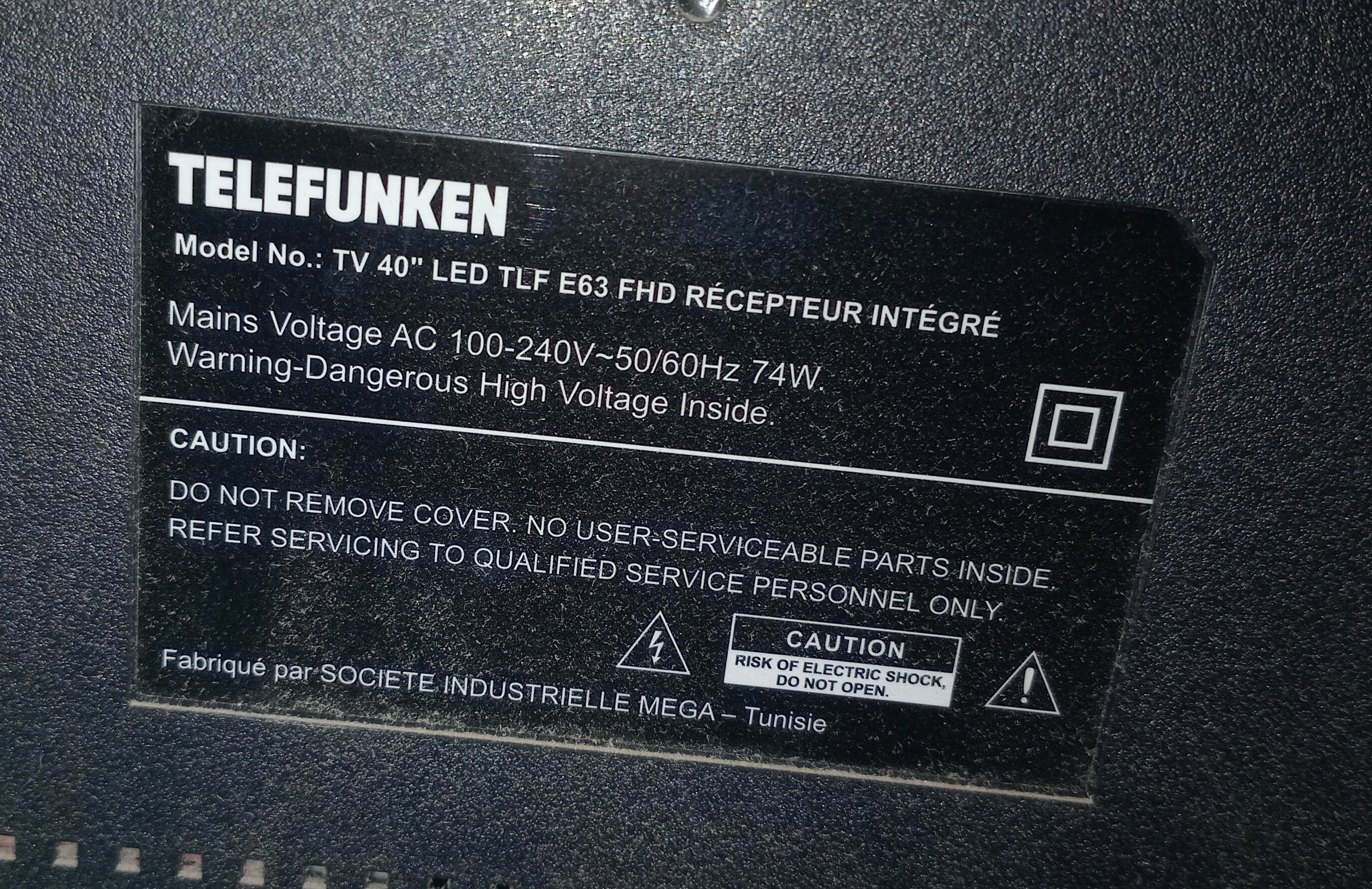 Ariana Ville&nbsp;Ariana&nbsp;T�l�viseur&nbsp;T�l�. LCD&nbsp;Telefunken 40 pouces necessite reparation