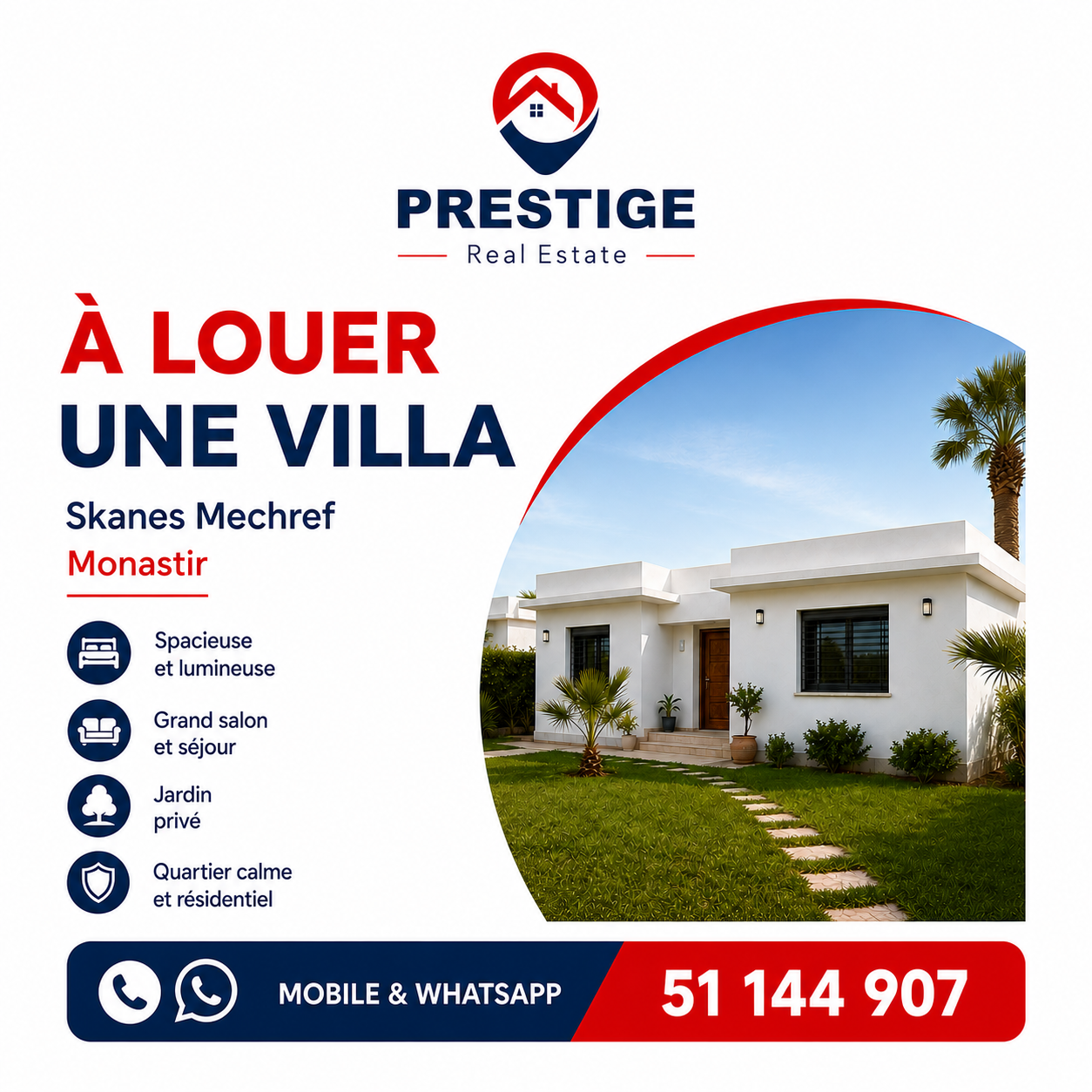 Monastir&nbsp;Zone Skanes&nbsp;Location&nbsp;Maisons&nbsp;Villa � mechref monastir